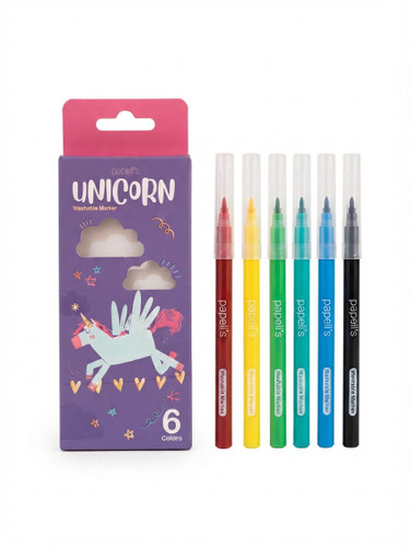 ماژیک نقاشی ۶ رنگ یونیکورن (Papeli Unicorn Washable Marker)
